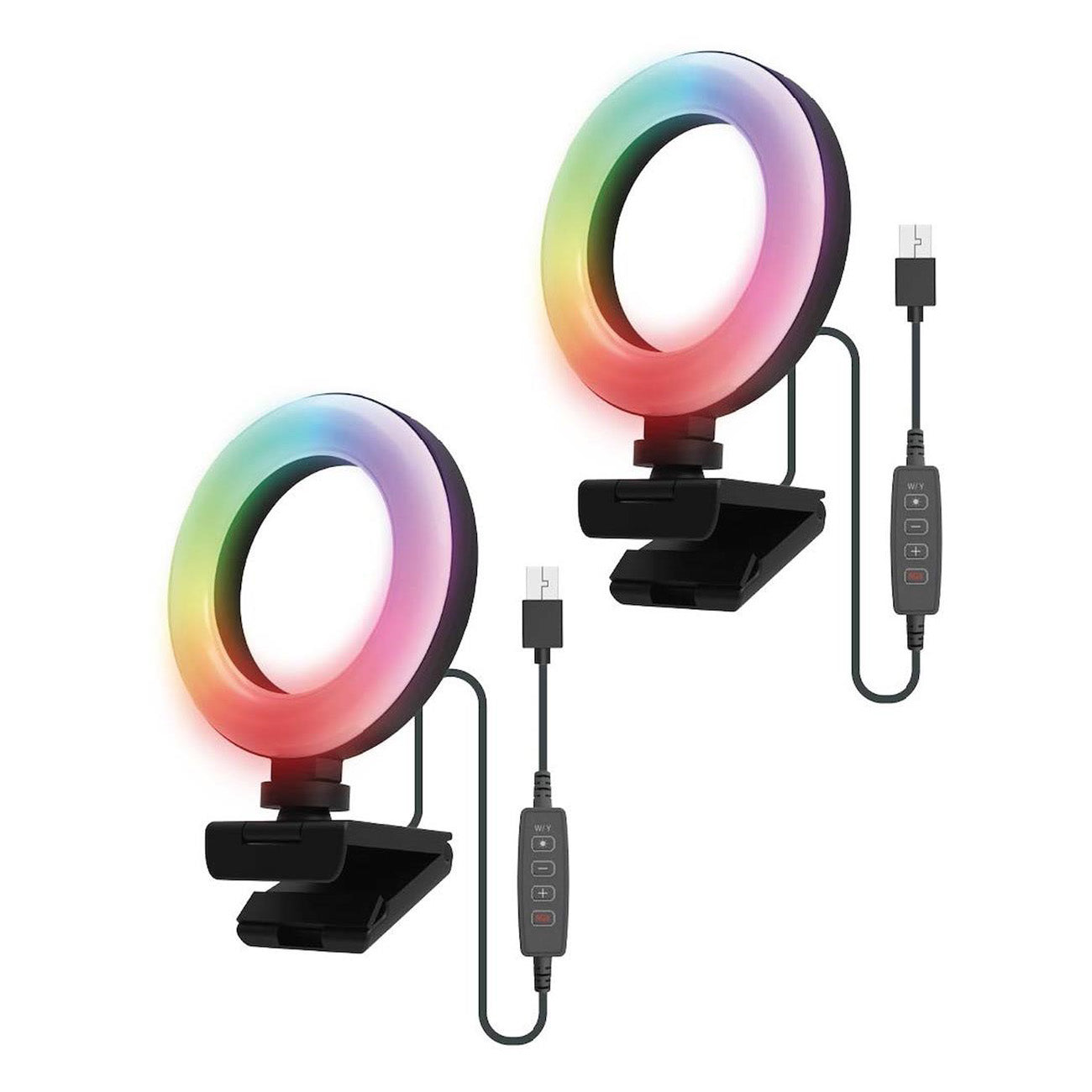 Image of Digipower 4.5" Clip-On Laptop RGB Video Ring Light, 7 Color & 11 Special Effects W/Full Remote Control, 2 Pack