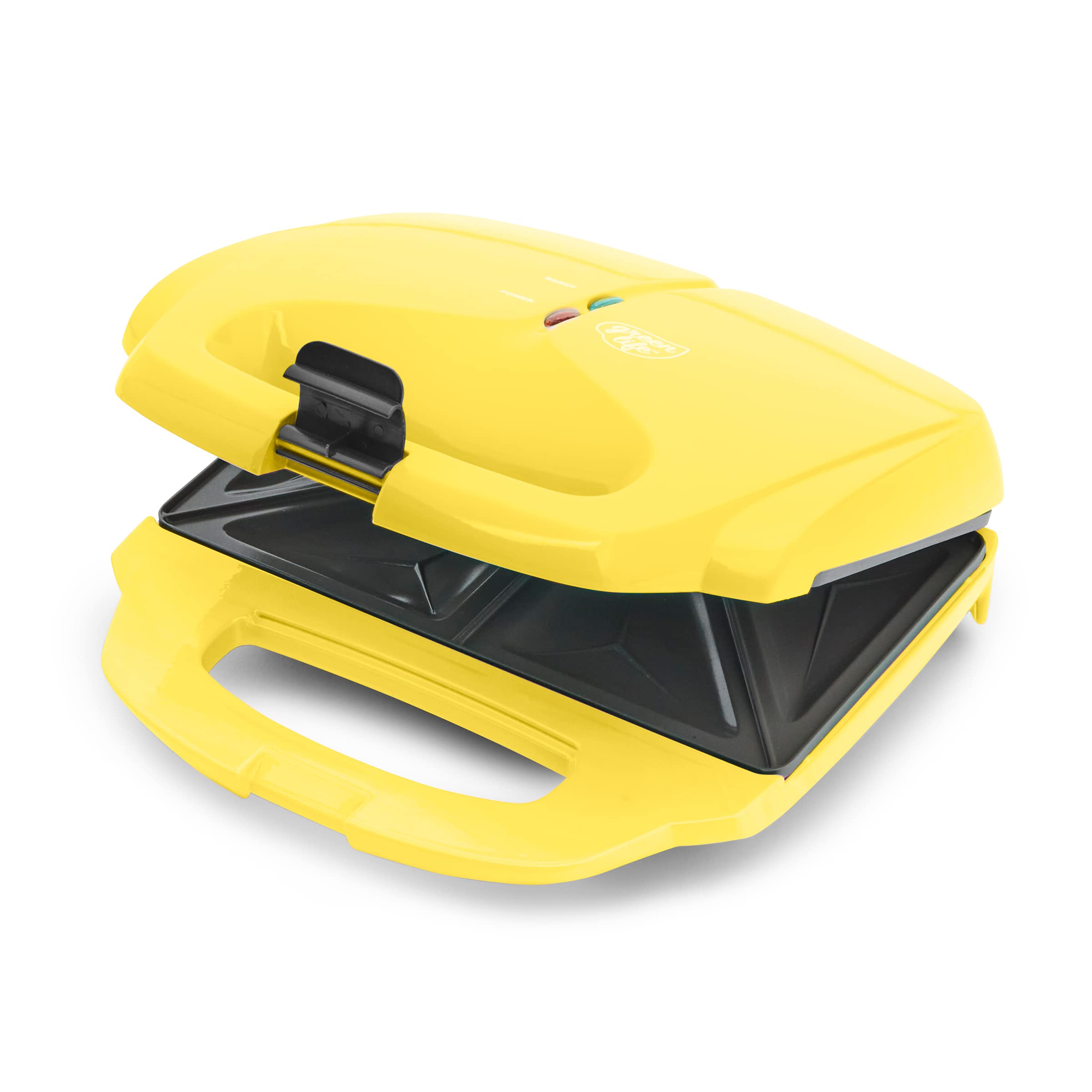 Image of GreenLife Pro Electric Panini Press Grill and Sandwich Maker, Healthy Ceramic Nonstick Plates, Easy Indicator Light, PFAS-Free, Yellow