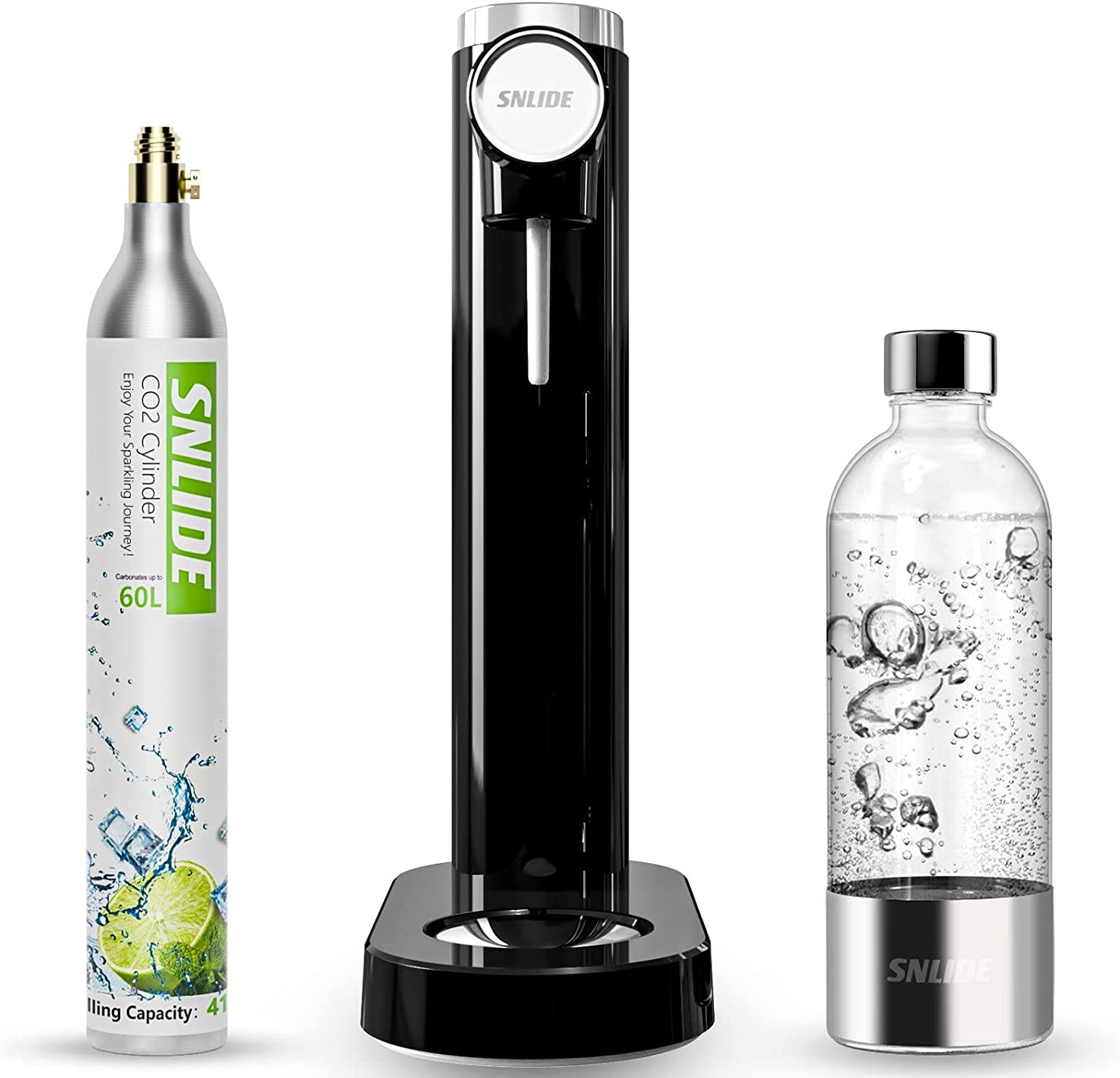 Image of SNLIDE Soda Water Machine with 1000ML Bottle, DIY Stickers and One 60L CO2 Exchange Carbonator