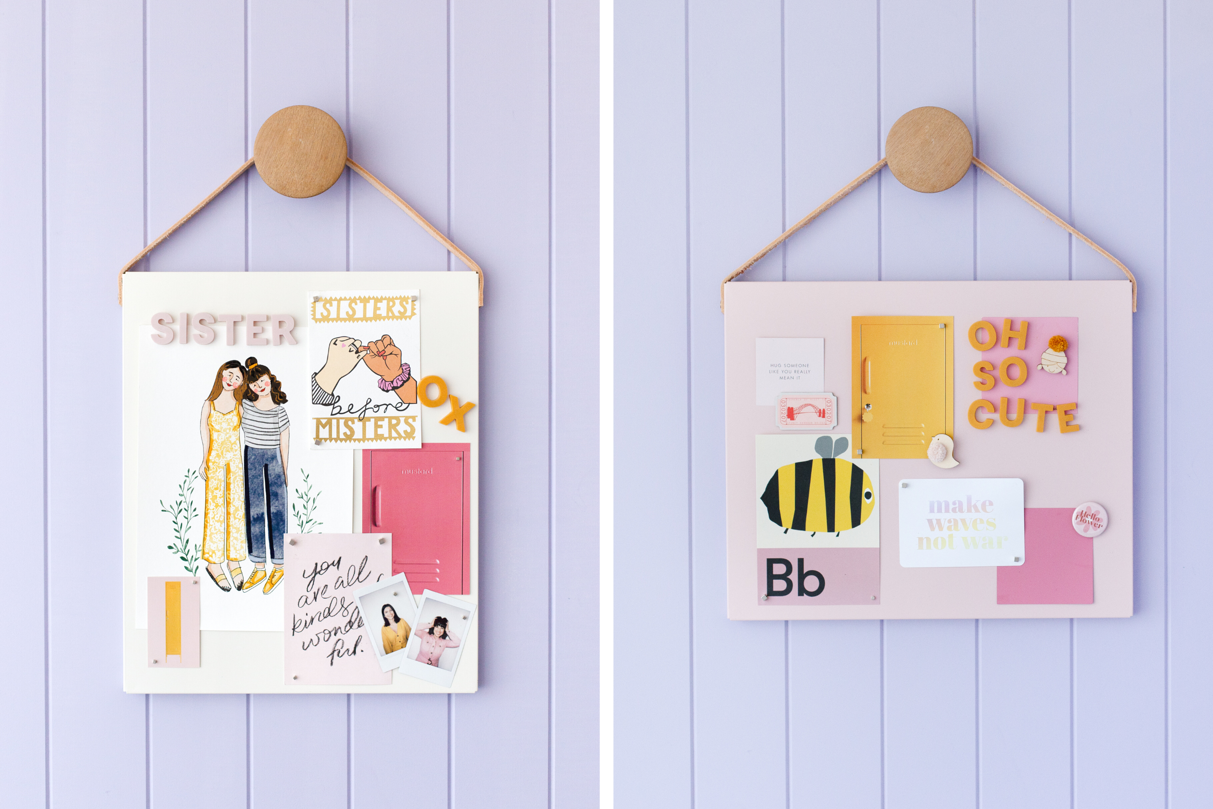 DIY magnetic notice board for Mustard made spare shelves