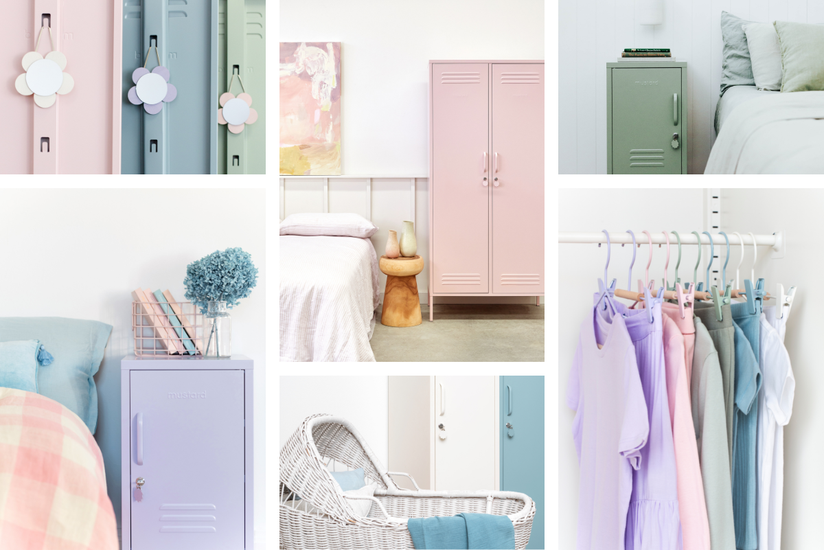 Pastel home interiors instagram trend Mustard Made lockers