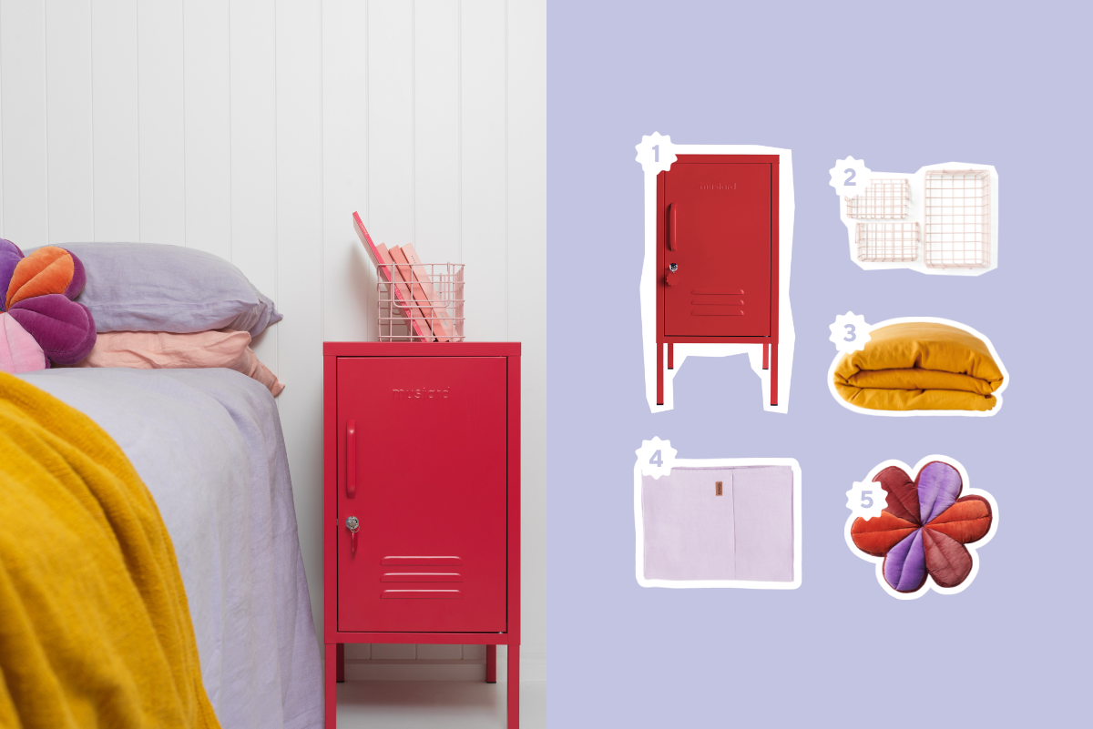 Mustard Made the Shorty bedside locker in Poppy red