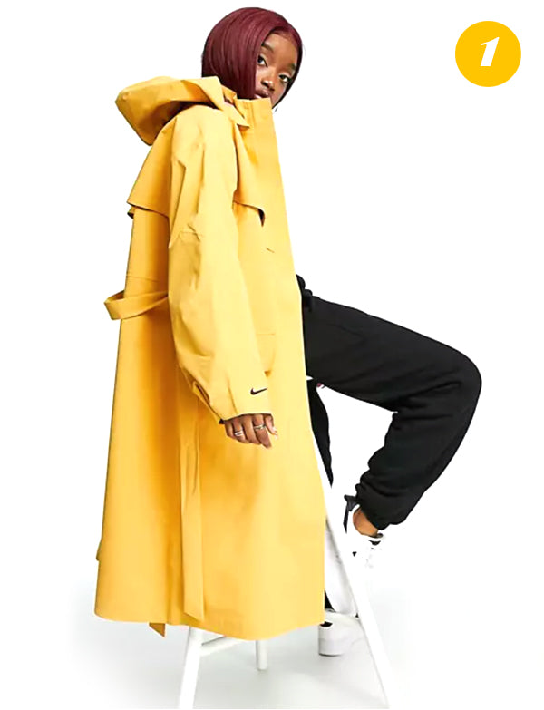 Nike woven trench coat in yellow