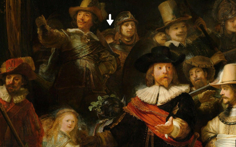 Die Nachtwache mit Rembrandt darauf