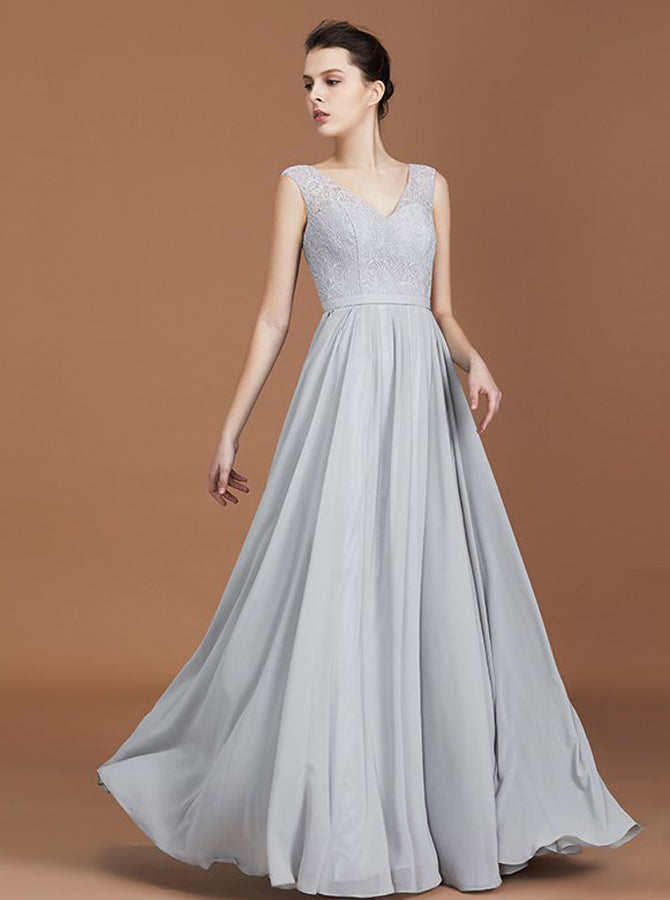 Silver Bridesmaid Dresses,Long Bridesmaid Dress,Elegant Bridesmaid Dre ...