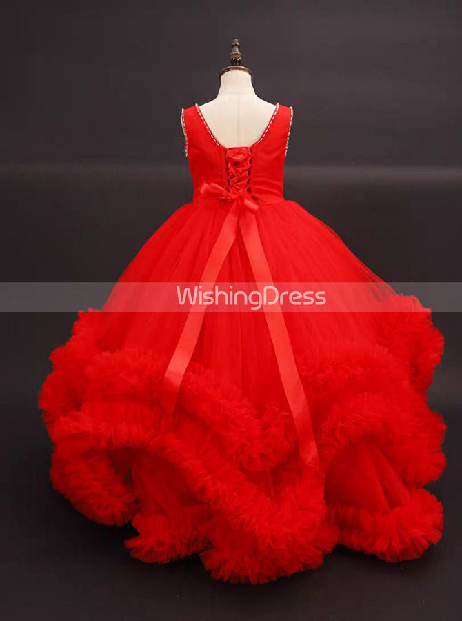 red pageant dress for little girl