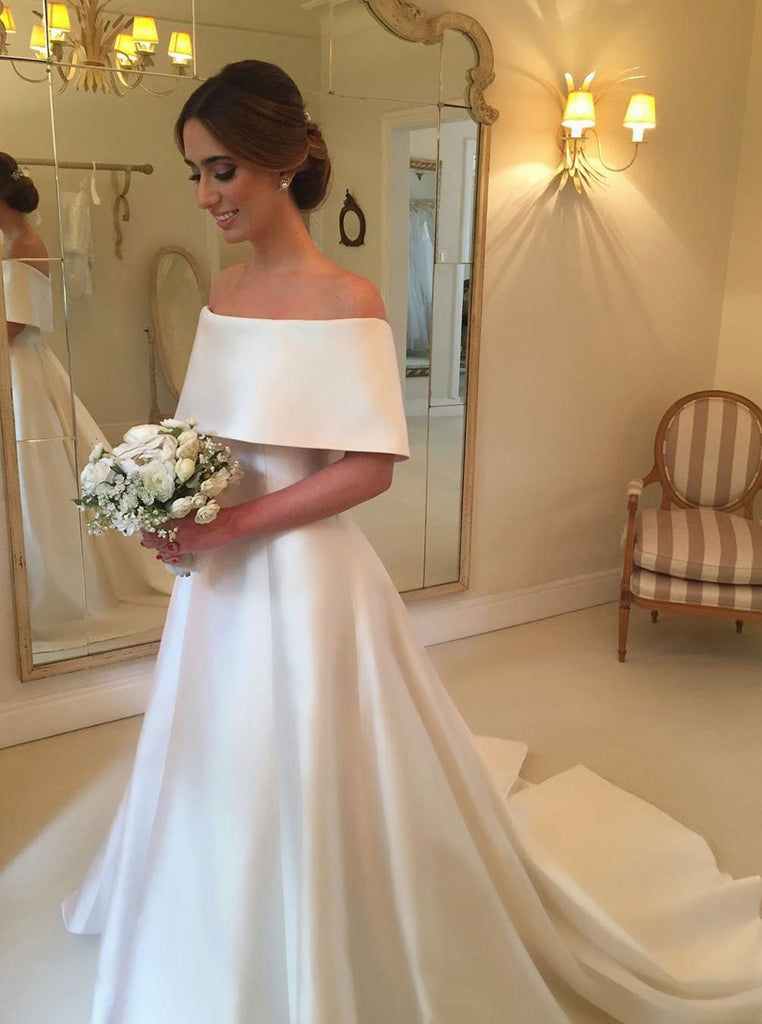 simple wedding dress satin