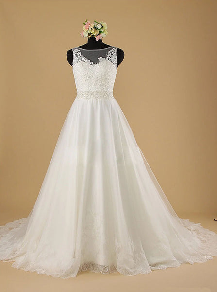 A-line Wedding Dresses,Classic Tulle Wedding Dress,WD00555 - Wishingdress