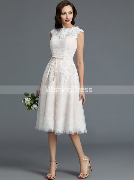 Blush Wedding Dresses,Knee Length Wedding Dress,Vintage Wedding Dress ...