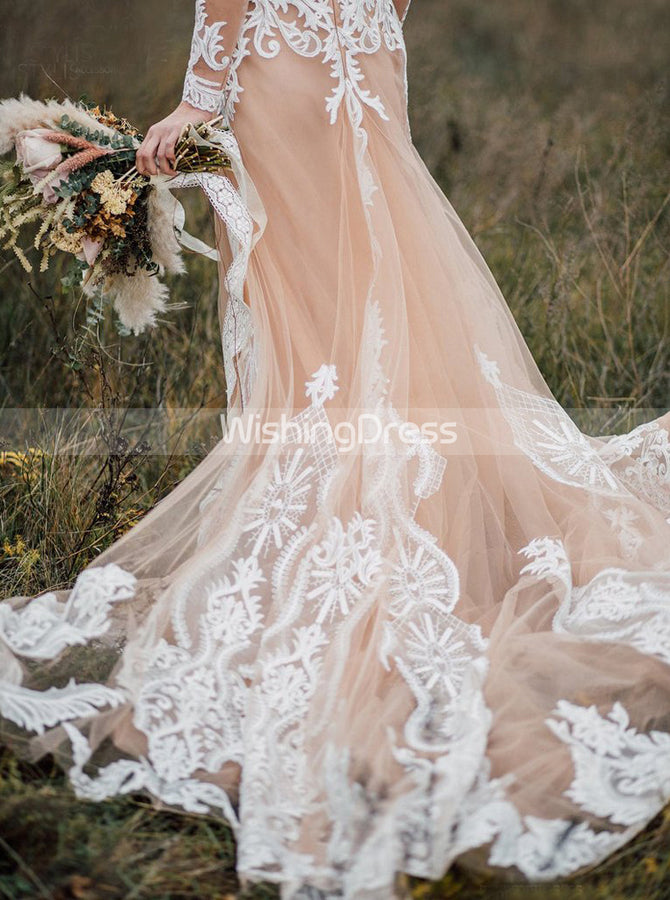 casual lace wedding dress with sleeves