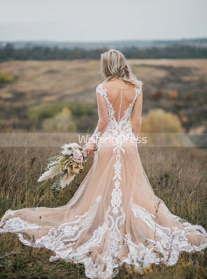 long sleeve wedding dress boho