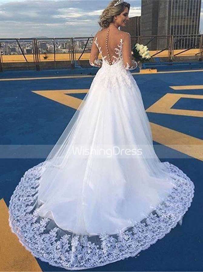 Illusion Back Wedding Dress -  UK