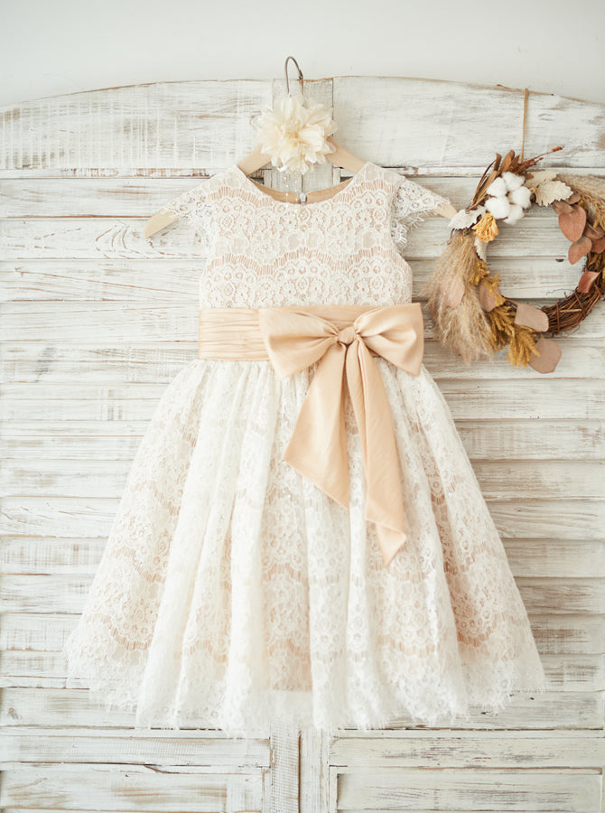 Lace Flower Girl Dresses with Sash,Girl Party Dress,FD00125 - Wishingdress