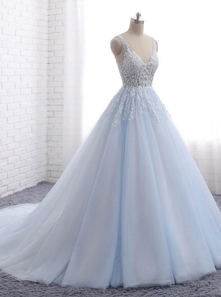 light blue wedding dress with sleeves