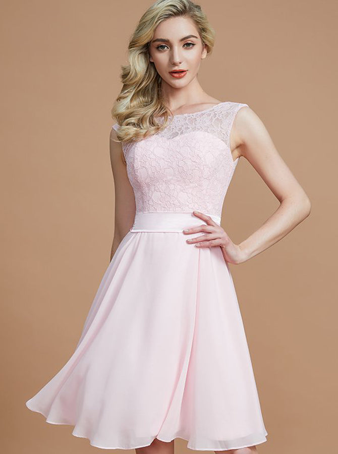 Light Pink Bridesmaid Dressesknee Length Bridesmaid Dresselegant Bri Wishingdress 2414