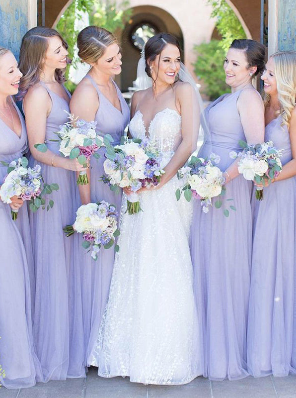 Lilac Bridesmaid Dress,Tulle Bridesmaid Dress,Full Length Bridesmaid D ...