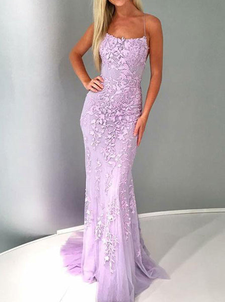 Lilac Mermaid Lace Prom Dressesopen Back Evening Dresspd00428 Wishingdress 3397