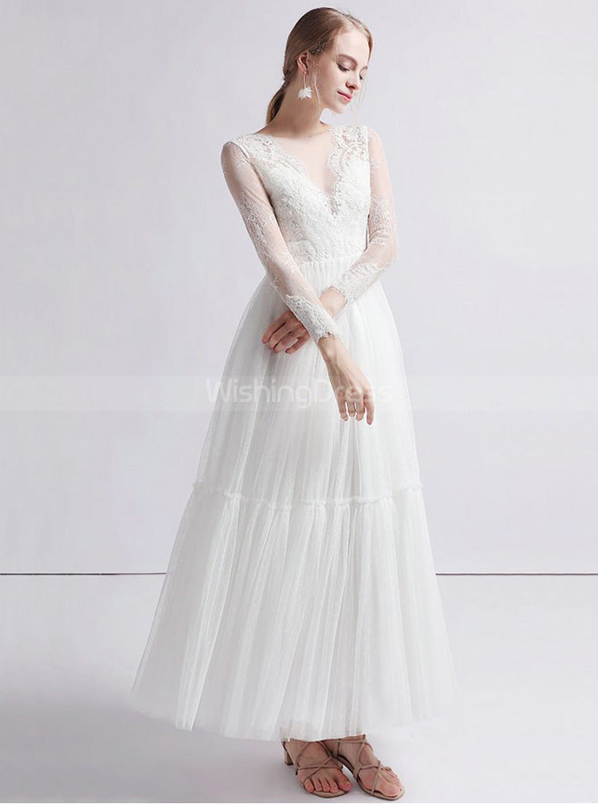 simple ankle length wedding dresses