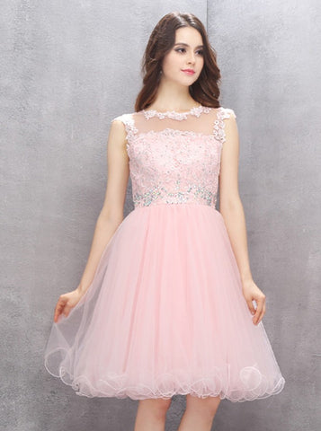 Pink Sweet 16 Dresses,Chiffon Sweet 16 Dress,Knee Length Sweet 16 Dres ...