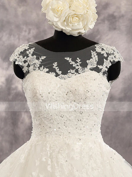 Princess Wedding Dress with Illusion Neckline,Gorgeous Bridal Gown wit ...
