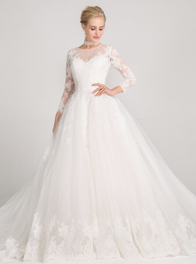 Princess Wedding Dresses,Long Sleeves Wedding Gown,Lace ...
