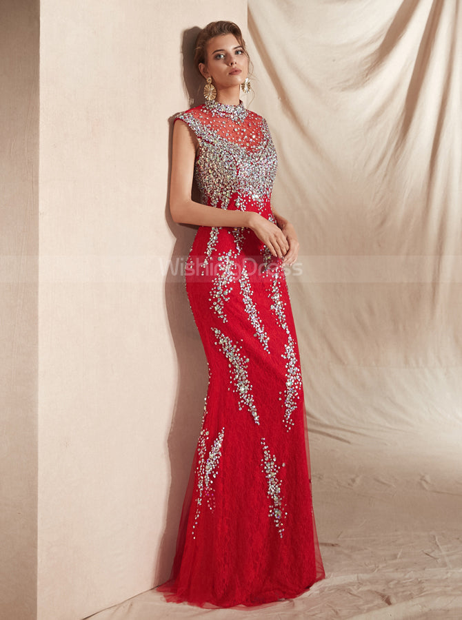 Red Fitted Evening Dresses,Sparkly Prom Dress,PD00412 - Wishingdress