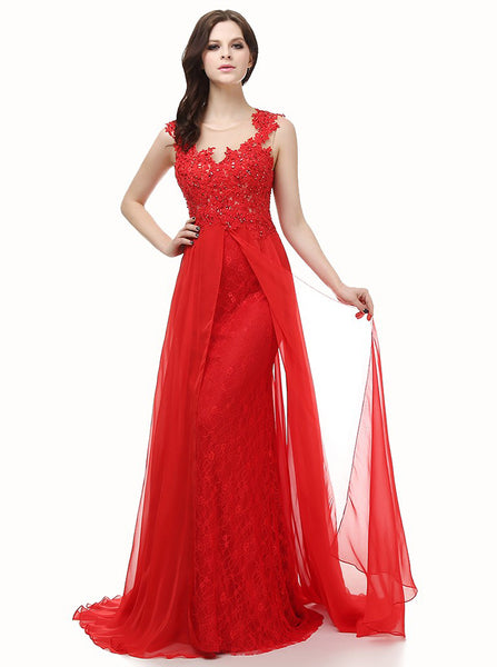 Red Prom Dresses,Lace Prom Dress,Elegant Prom Dress,Long Prom Dress,PD ...