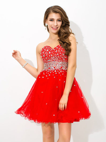 Red Sweet 16 Dresses,Sparkly Sweet 16 Dress, Strapless Sweet 16 Dress ...