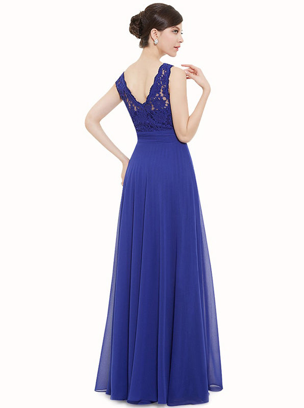 Royal Blue Bridesmaid Dress,Pleated Bridesmaid Dress,Chiffon Long Brid ...
