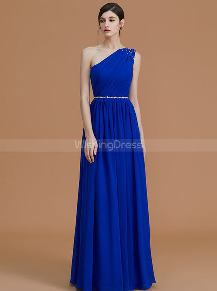 Royal Blue Bridesmaid Dresses,One Shoulder Bridesmaid Dress,Elegant Br ...