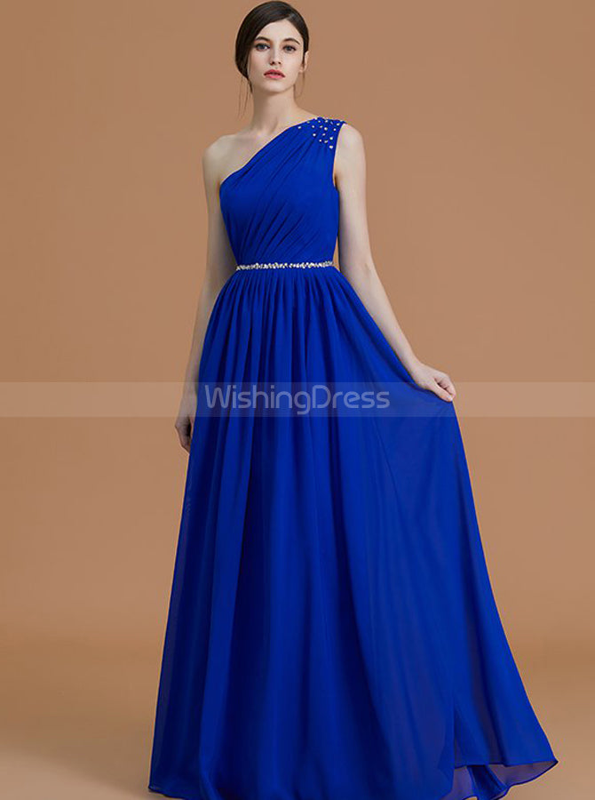 Royal Blue Bridesmaid Dresses,One Shoulder Bridesmaid Dress,Elegant Br ...