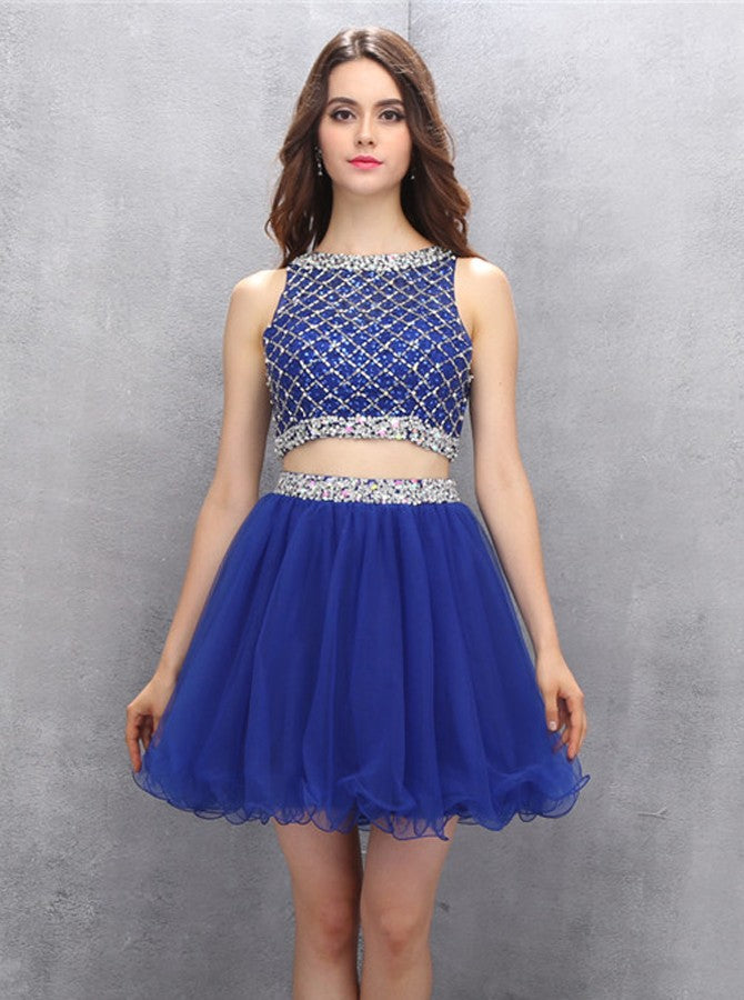 Royal Blue Homecoming Dresses,Two Piece Homecoming Dress,Sparkly Homec ...