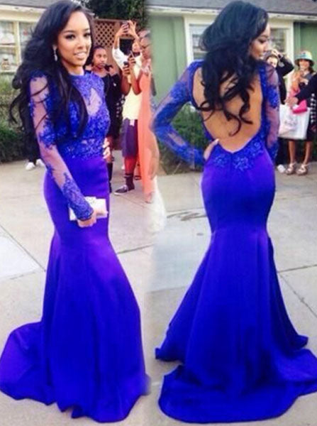 royal blue evening dress with sleeves