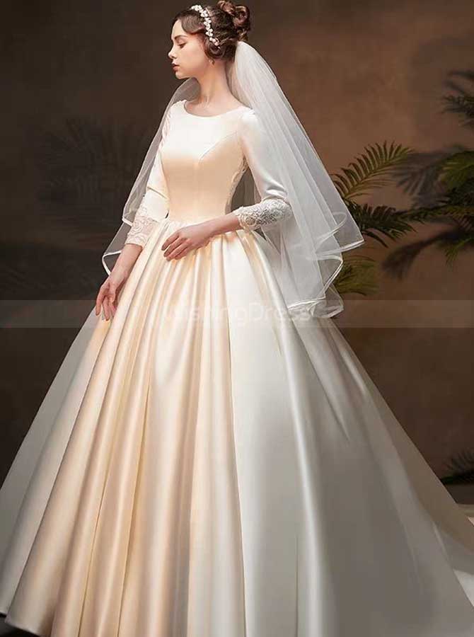 satin wedding ball gown