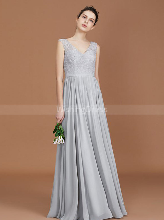 Silver Bridesmaid Dresses,Long Bridesmaid Dress,Elegant Bridesmaid Dre ...