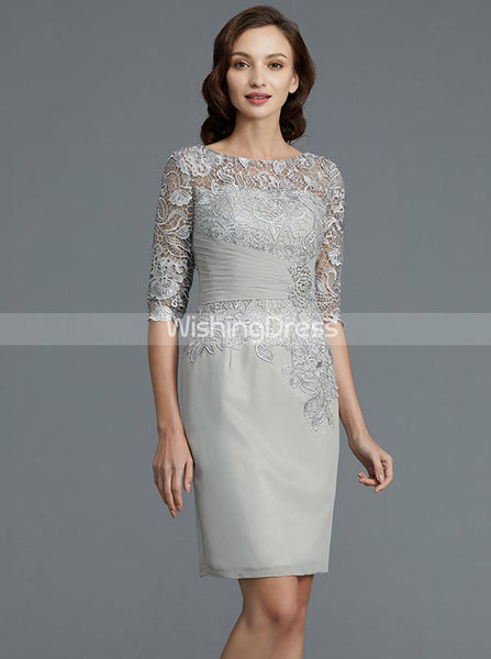 Silver Short Mother of the Bride Dress,Two Piece Mother of the Bride D ...