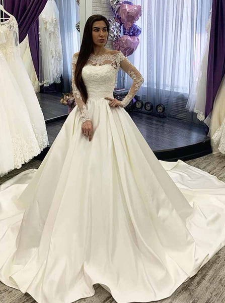 Strapless Satin Wedding Dress with Detachable Lace Jacket,WD00606 ...
