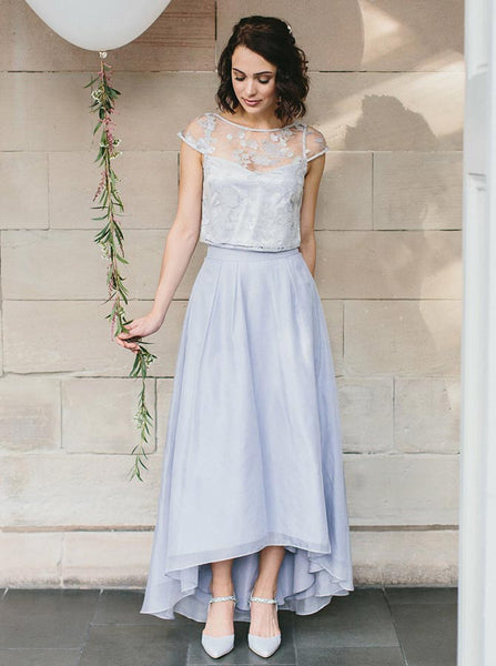 Two Piece Bridesmaid Dressesbridesmaid Dress With Cap Sleeveshigh Lo Wishingdress 2899