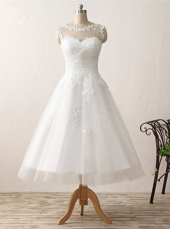 Vintage Wedding Dresses,Tea Length Wedding Dress,Destination Bridal Dr ...