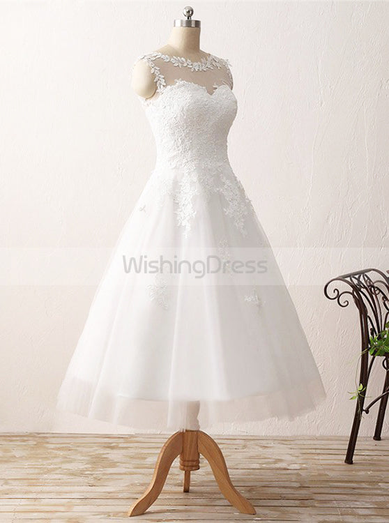 Vintage Wedding Dresses,Tea Length Wedding Dress,Destination Bridal Dr ...