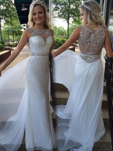 white elegant long evening dresses