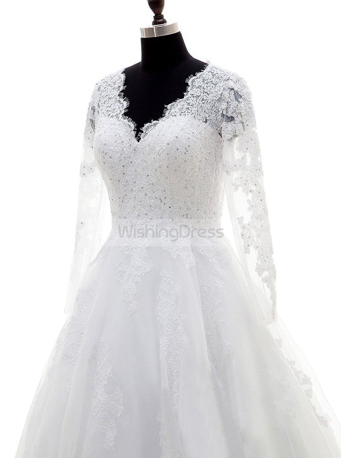 plus size white wedding dress with sleeves