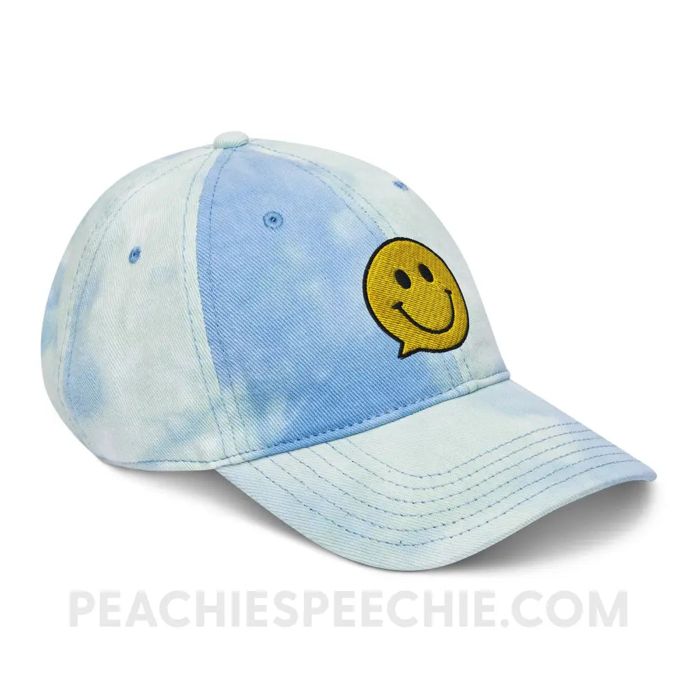 Smiley Face Speech Bubble Tie Dye Relaxed Hat
