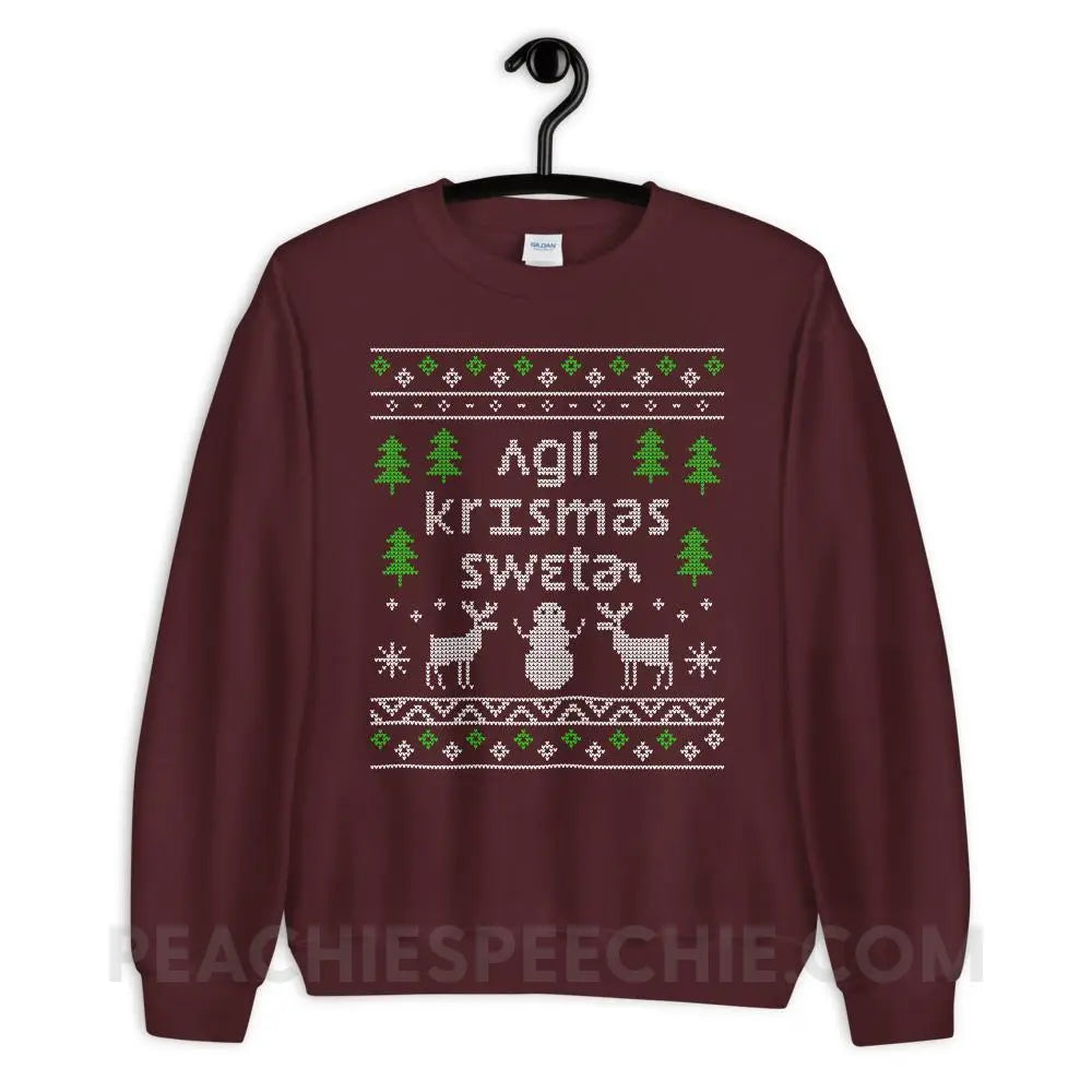 Merry Christmas Polish Ugly Christmas Gift' Organic Long-Sleeved