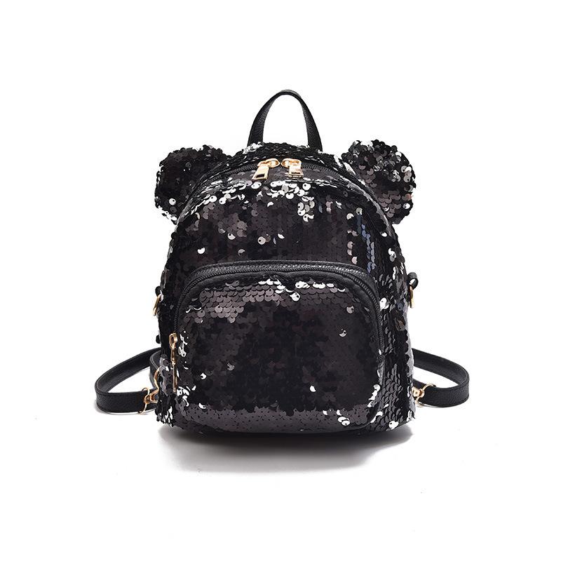 black sequin mini backpack