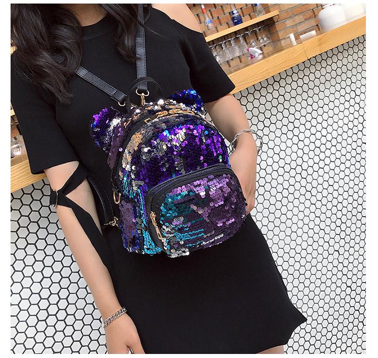 minnie mouse potion purple sequined mini backpack by loungefly