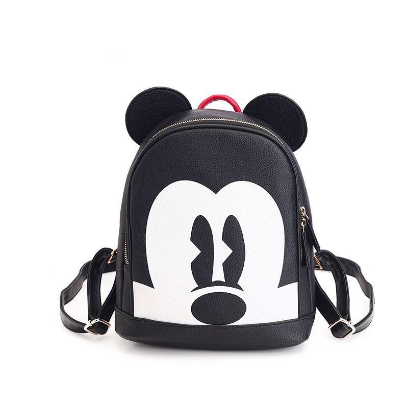 black leather mickey mouse backpack