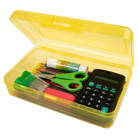 Plastic Pencil Box - Assorted Colors - BagsInBulk.com