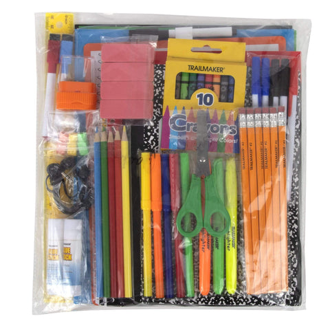 a bulk package of craft supplies for school