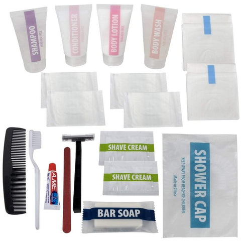 assorted hygiene supplies included in our homeless care kits